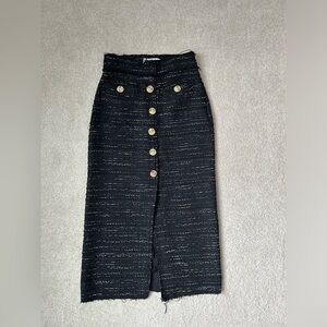 Zara Black and Gold Buttoned Skirt